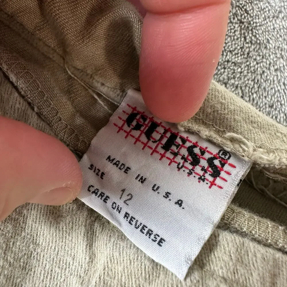 Vintage Kids Y2K 90s Guess Khaki Flat Front And Back Size Button Pant Size 12